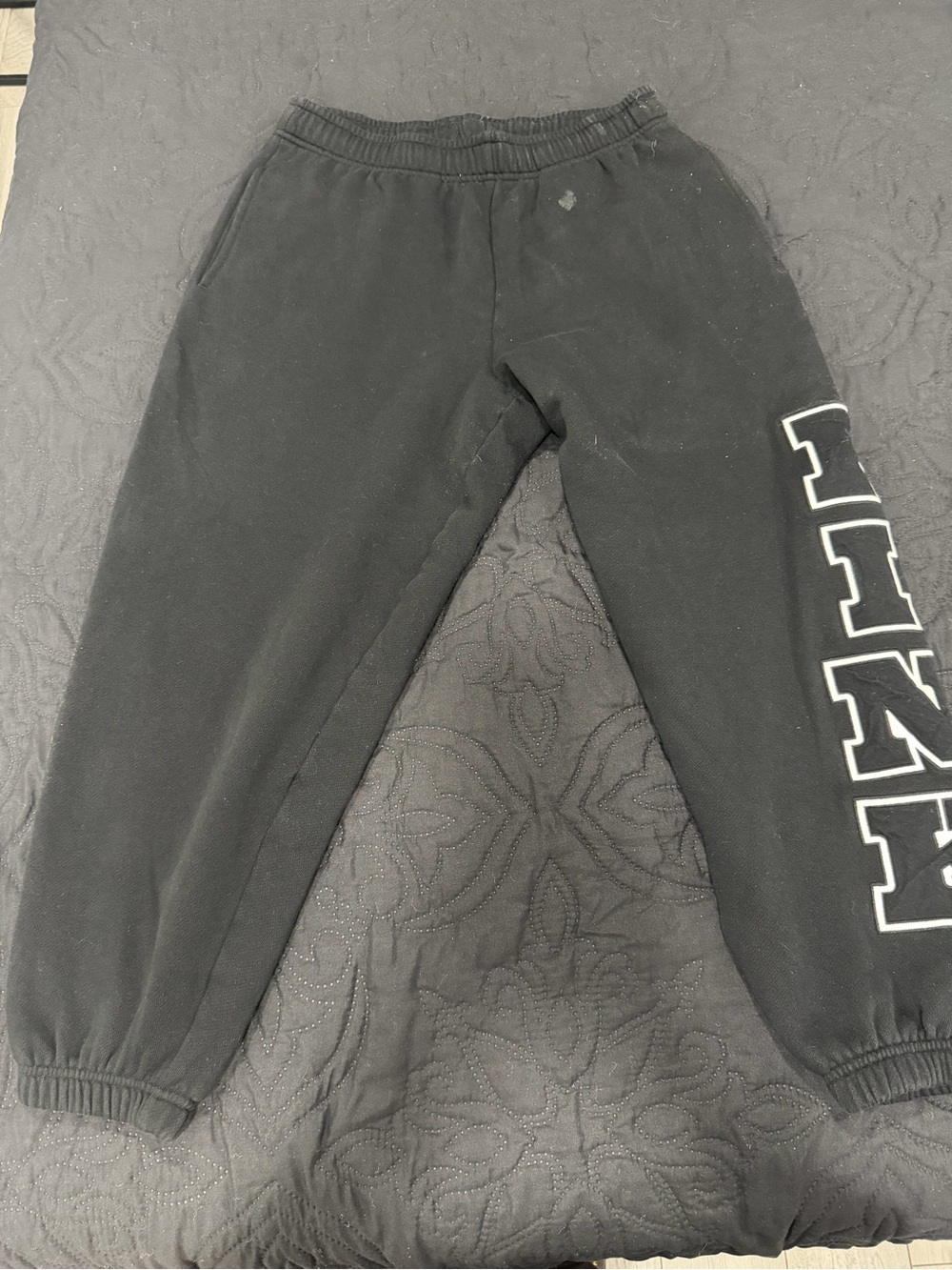 PINK Victoria's Secret Black Girls' Logo Joggers